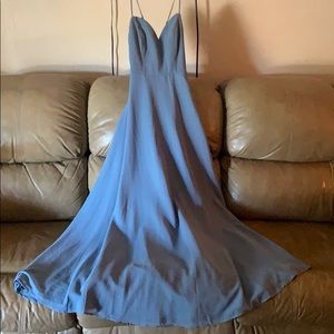 M Lulus Capture My Heart Slate Blue Maxi Dress NWT